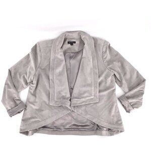 H By Halston Faux Suede Open Front Draped Jacket Size 12
